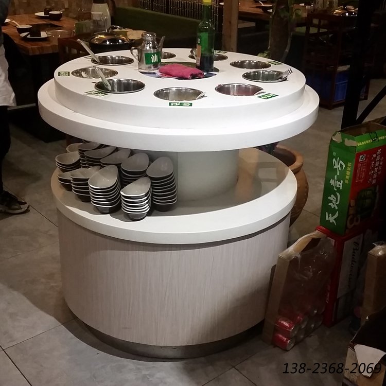 火鍋醬料臺，圓形調(diào)料臺，大理石醬料臺
